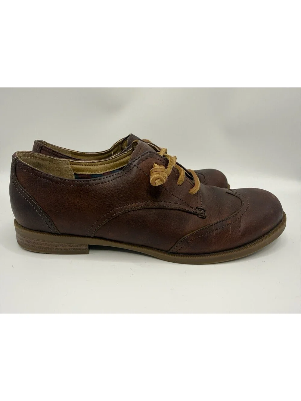 Sperry Top Sider Dress Shoes Womens 6.5 Oxford Lace Up Almond Toe Leather Brown